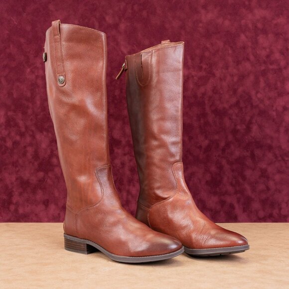 Sam Edelman Wmn Penny Riding Equestrian Wide Burnt Brandy Leather Boots 10 EUR41 - Picture 1 of 10